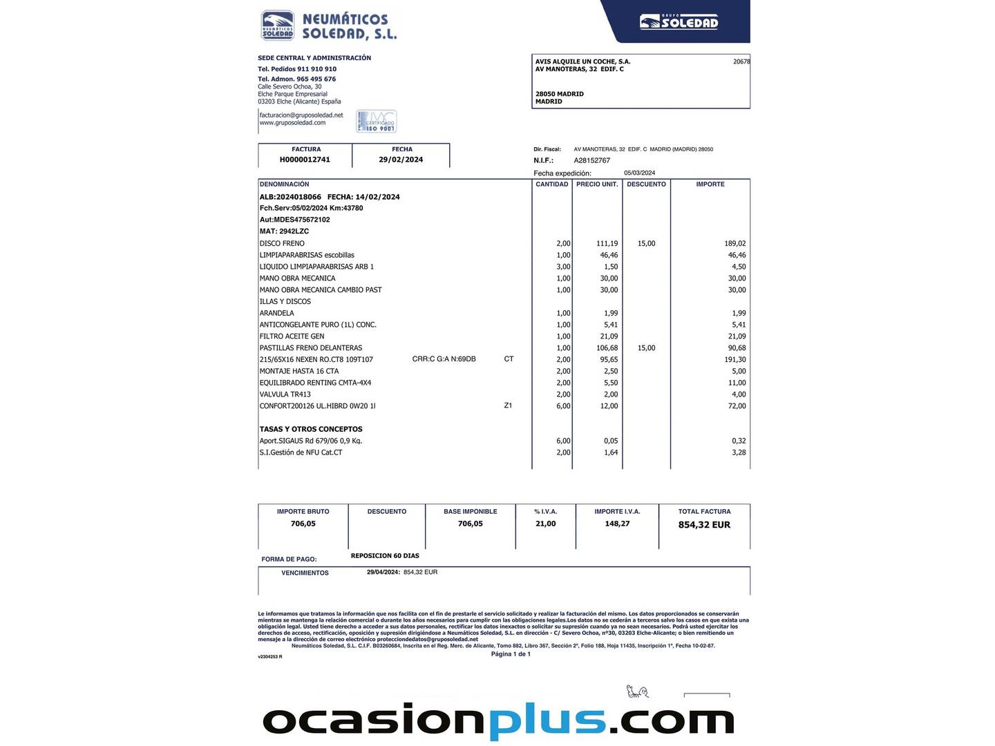 Foto del mantenimiento del Opel Vivaro Opel Vivaro Furgon 1.5 Diésel L Incrementada Select (102 CV)