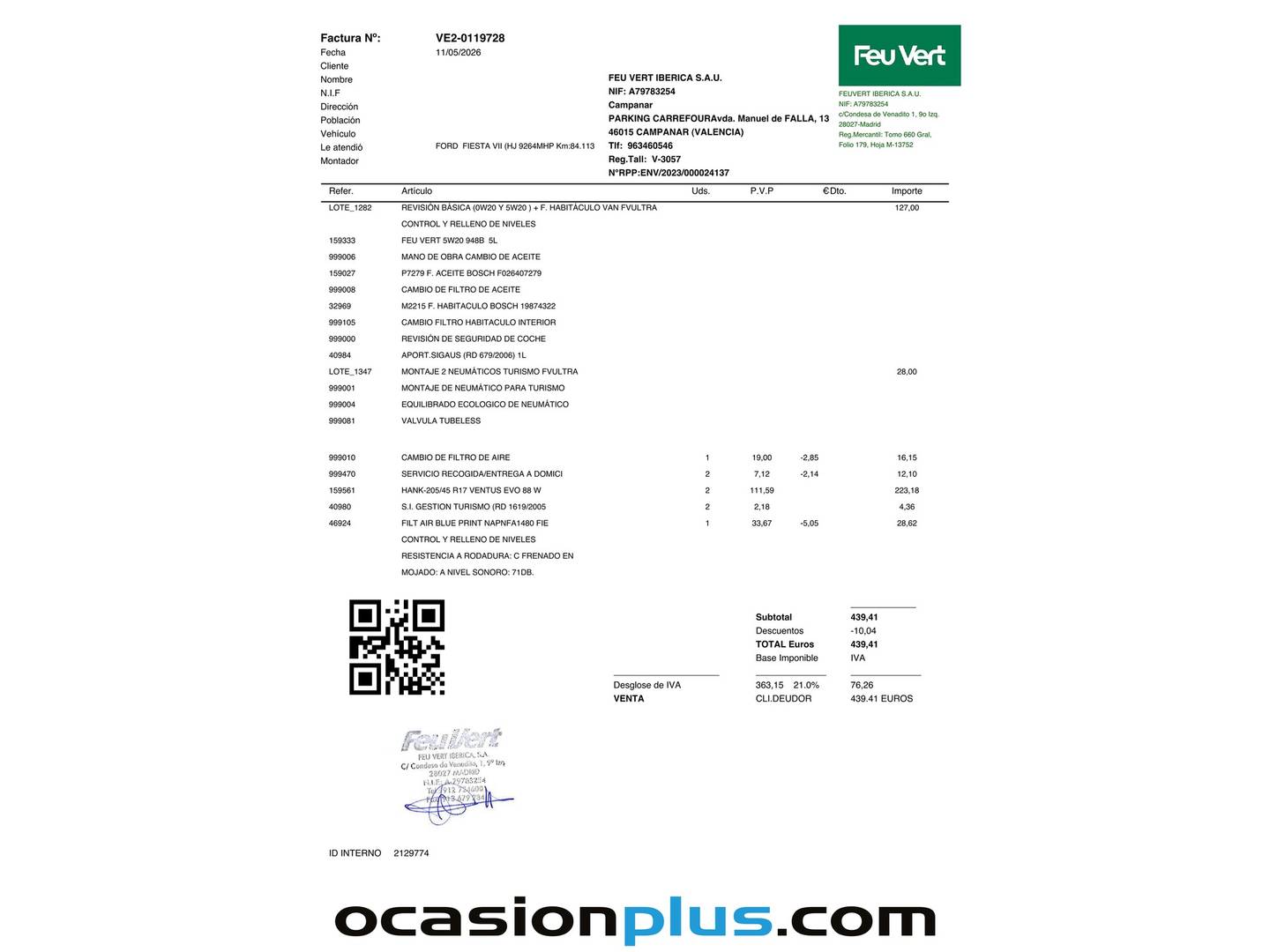 Foto del mantenimiento del Ford Fiesta Ford Fiesta 1.0 EcoBoost MHEV ST-Line (125 CV)