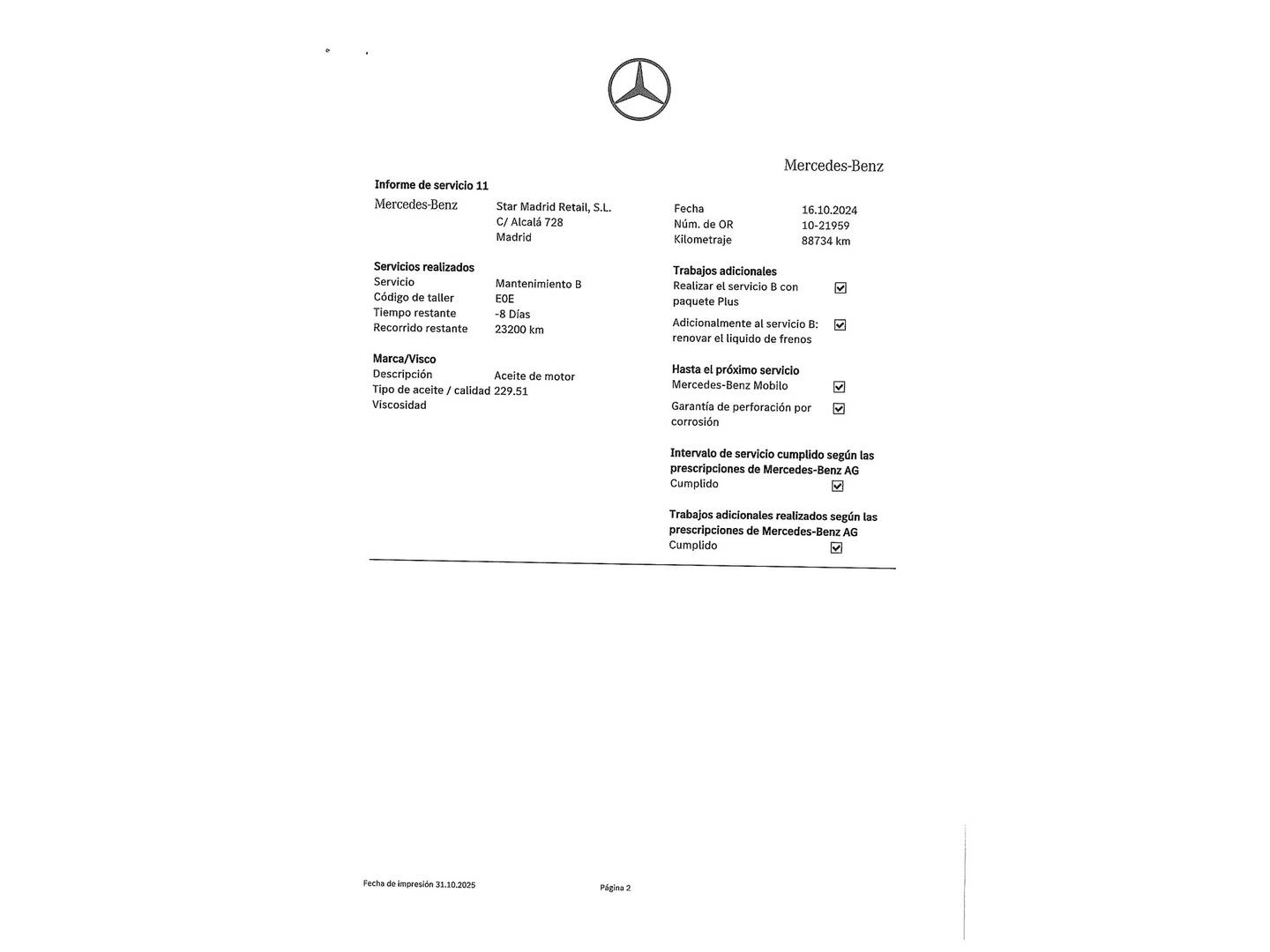 Foto del mantenimiento del Mercedes Clase B Mercedes Clase B B 180 CDI Blue Efficiency (109 CV)