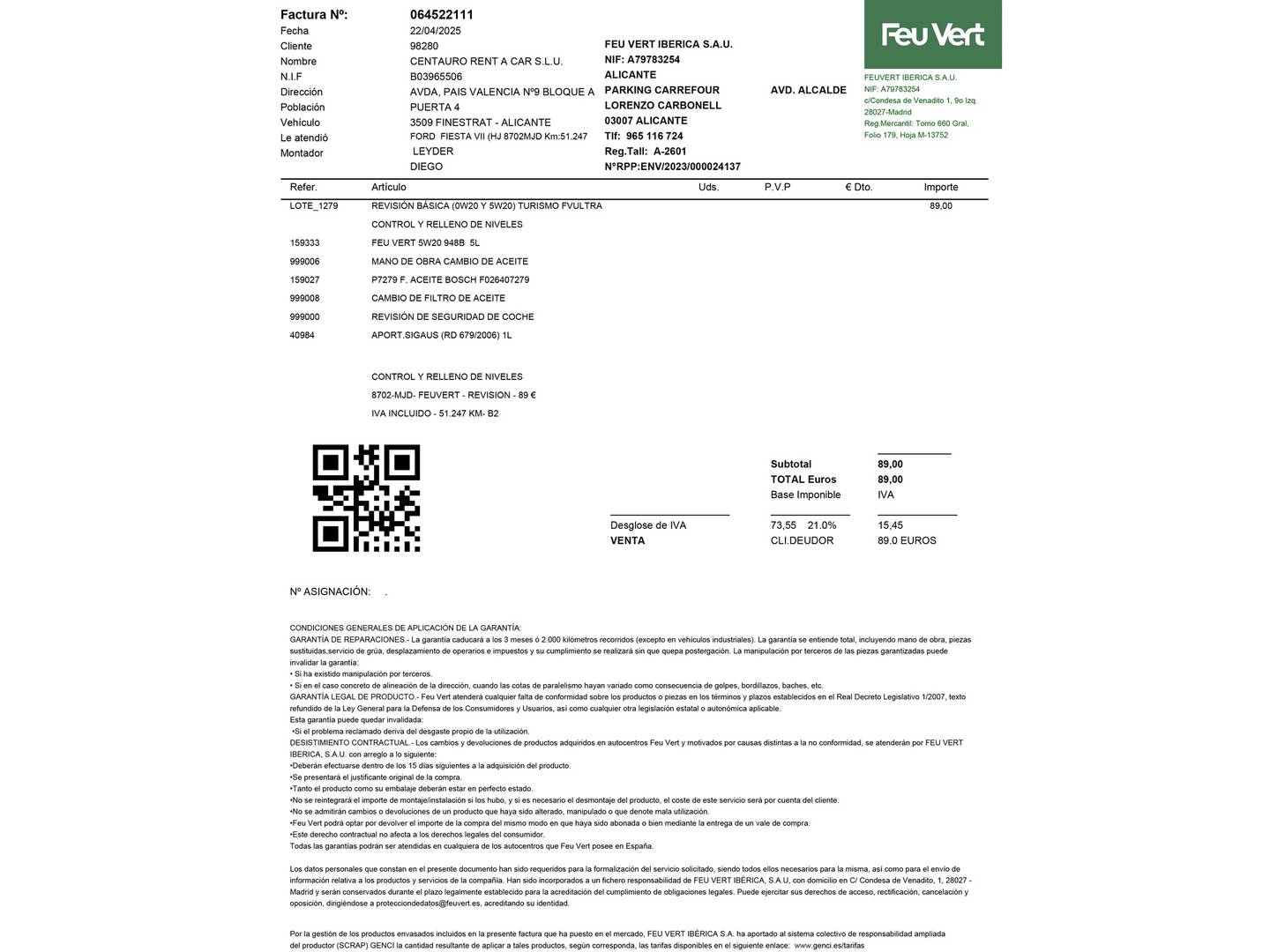 Foto del mantenimiento del Ford Fiesta Ford Fiesta 1.0 EcoBoost MHEV ST-Line (125 CV)