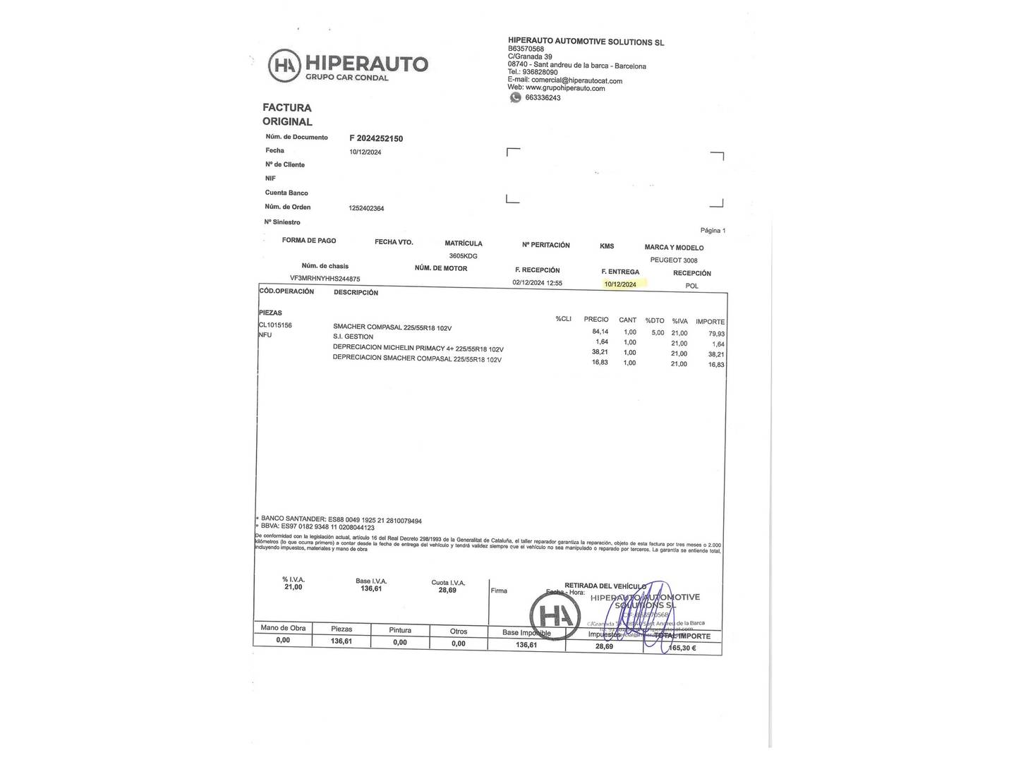 Foto del mantenimiento del Peugeot 3008 Peugeot 3008 PureTech 130 S&S GT Line (130 CV)