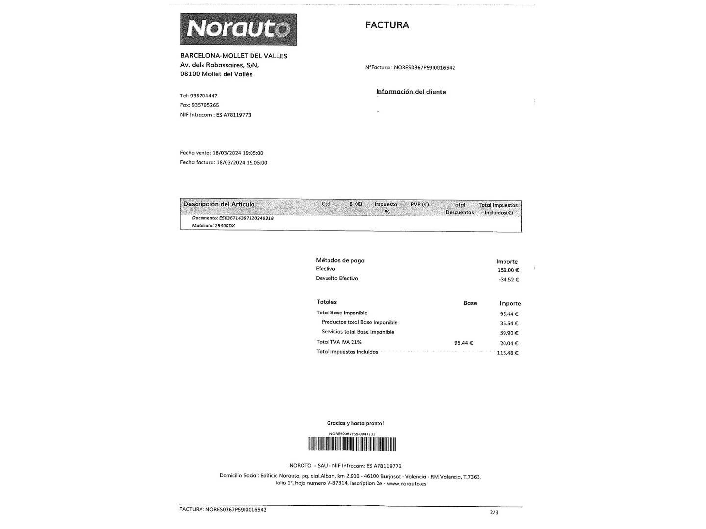 Foto del mantenimiento del Ford Tourneo Courier Ford Tourneo Courier 1.0 EcoBoost Ambiente (100 CV)