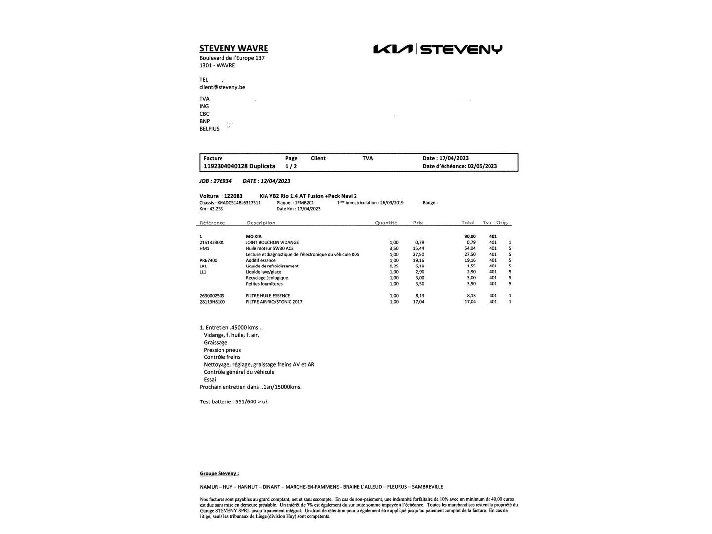 Foto del mantenimiento del KIA Rio KIA Rio 1.0 T-GDi Eco-Dynamics Drive (120 CV)