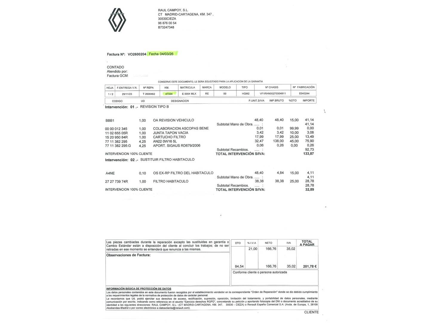 Foto del mantenimiento del Renault Austral Renault Austral Techno E-Tech Full Hybrid (200 CV)