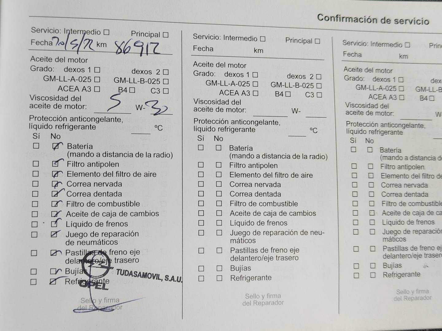 Foto del mantenimiento del Opel Astra Opel Astra 1.6 CDTi Dynamic (110 CV)