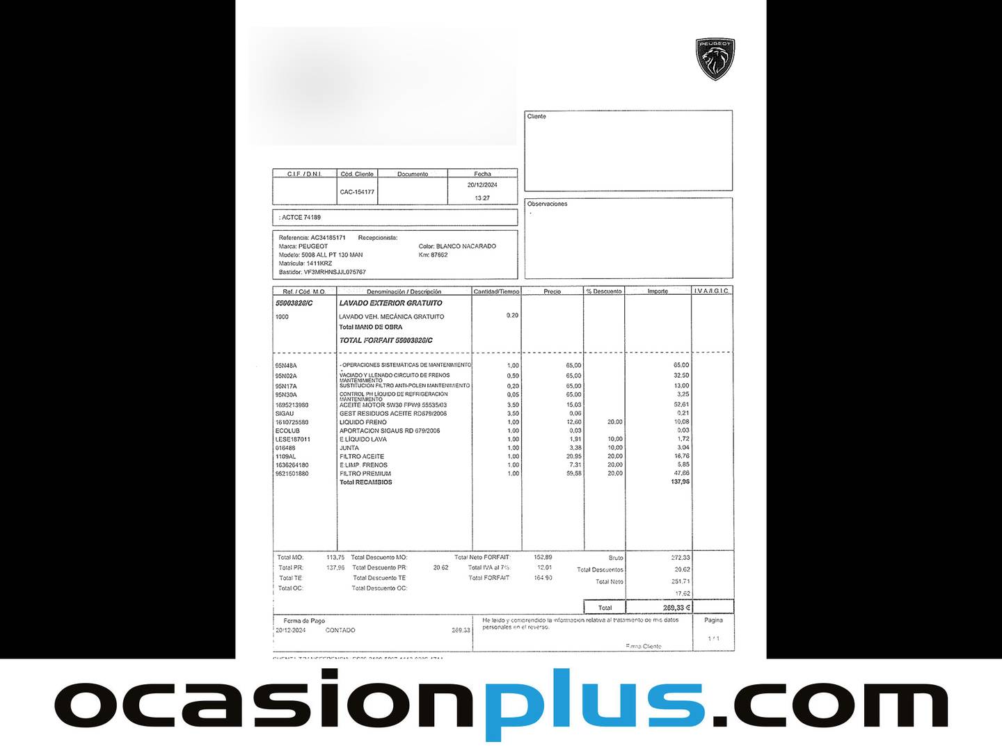 Foto del mantenimiento del Peugeot 5008 Peugeot 5008 PureTech 130 S&S Allure (130 CV) 7 Plazas