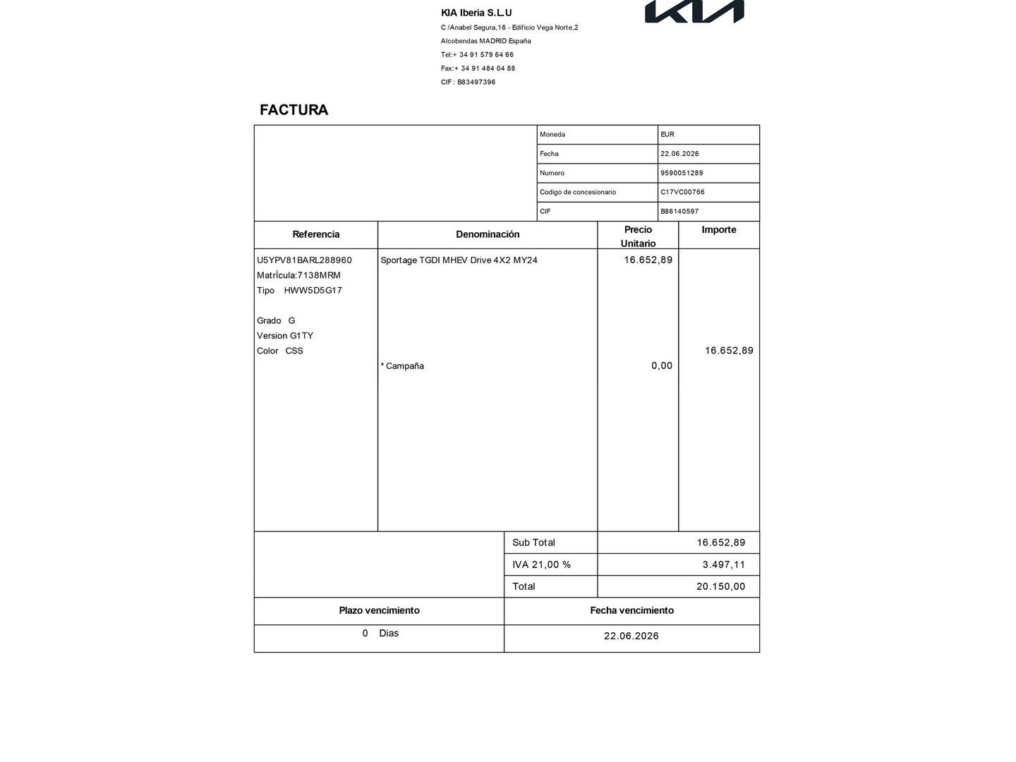 Foto del mantenimiento del KIA Sportage KIA Sportage 1.6 T-GDi MHEV Drive 4x2 (150 CV)