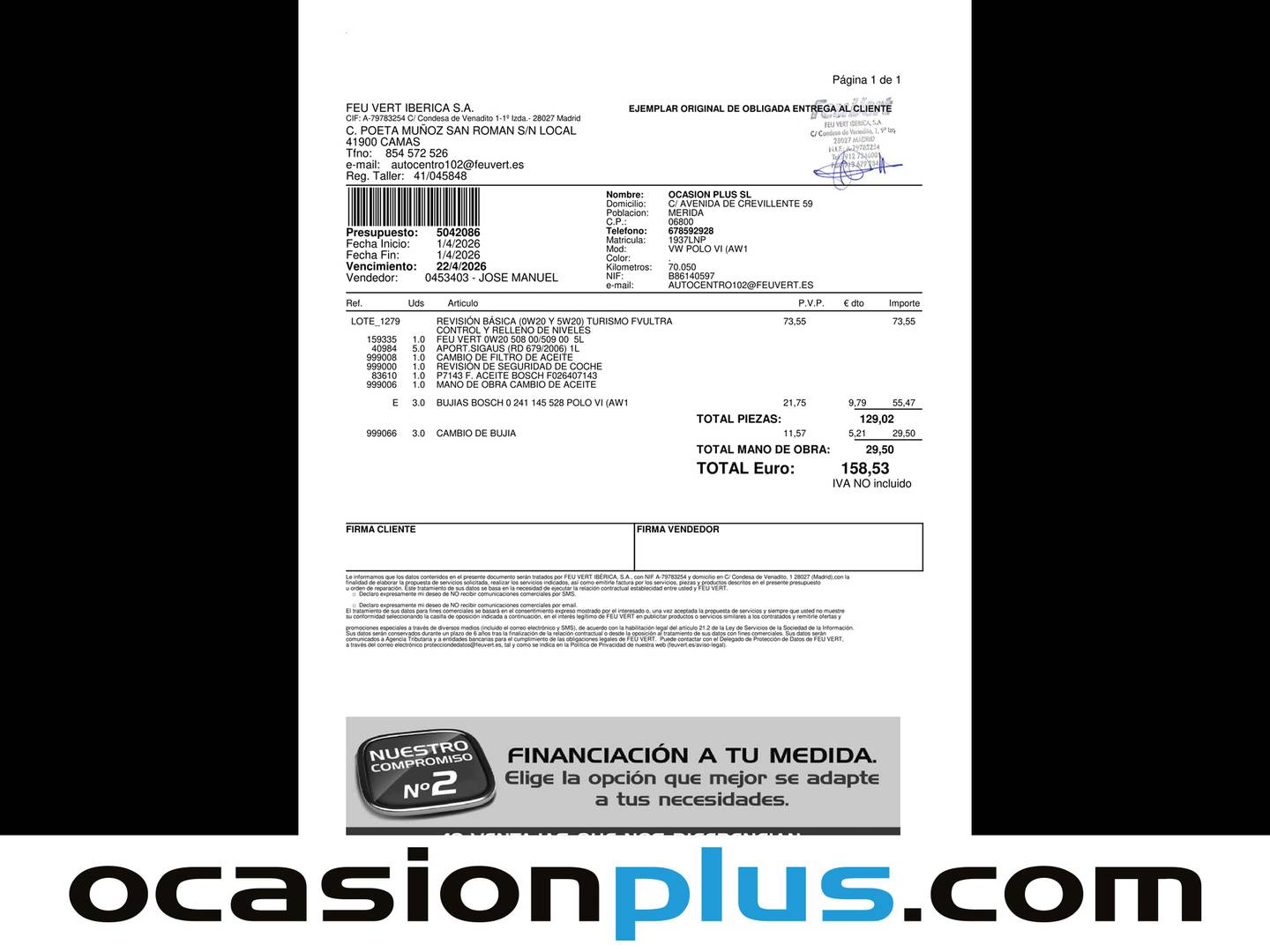 Foto del mantenimiento del Volkswagen Polo Volkswagen Polo Advance 1.0 TSI (95 CV)