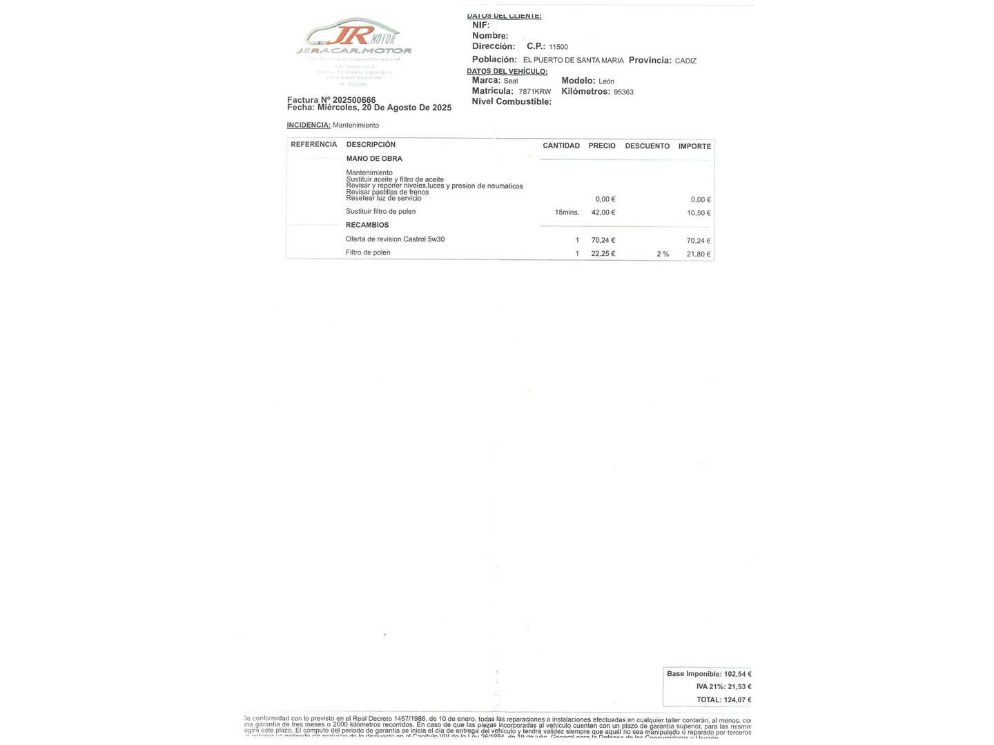 Foto del mantenimiento del Volkswagen Passat Volkswagen Passat Advance 1.6 TDI BMT (120 CV)