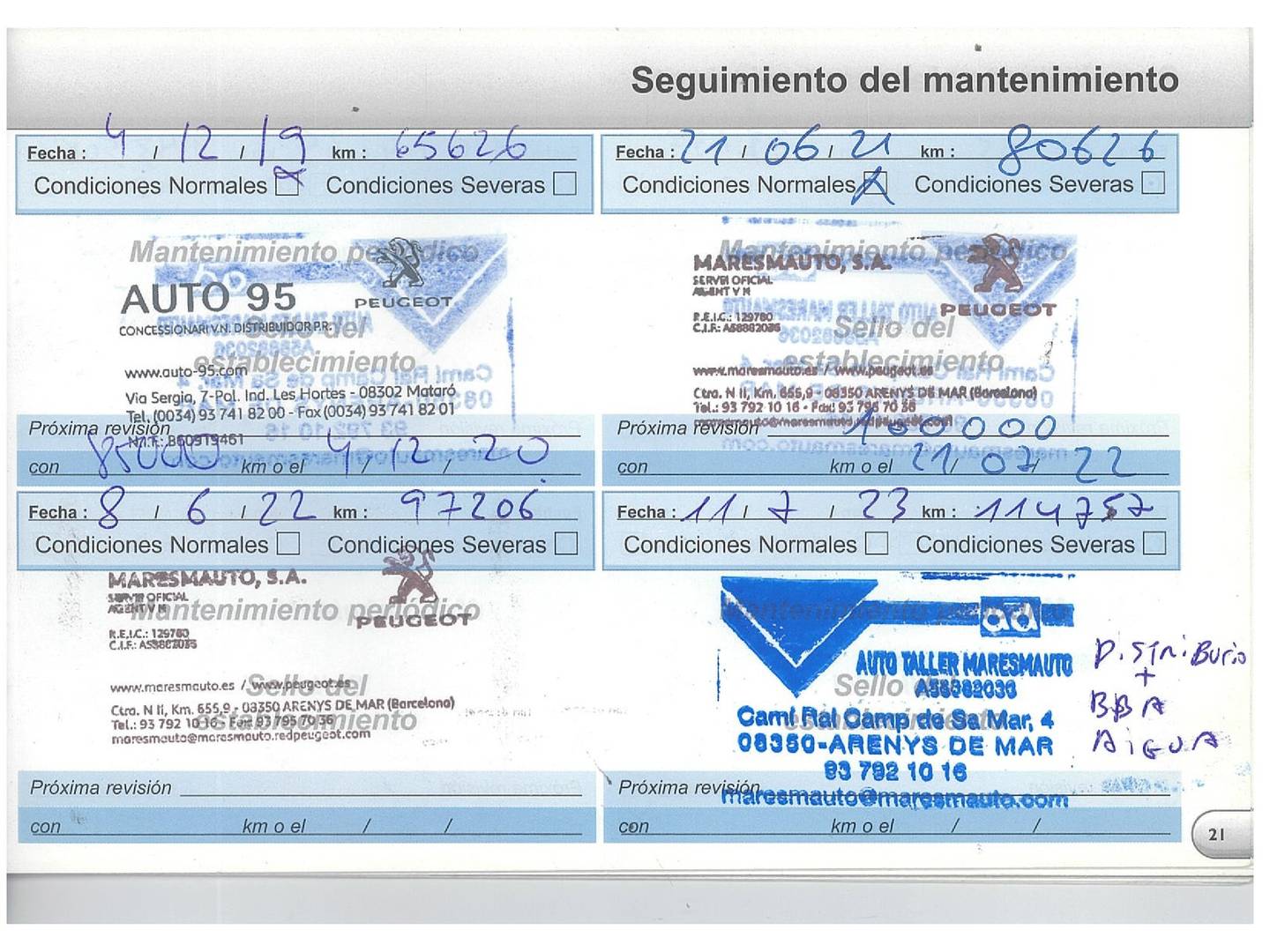 Foto del mantenimiento del Peugeot 3008 Peugeot 3008 1.6 HDI FAP Premium (112 CV)