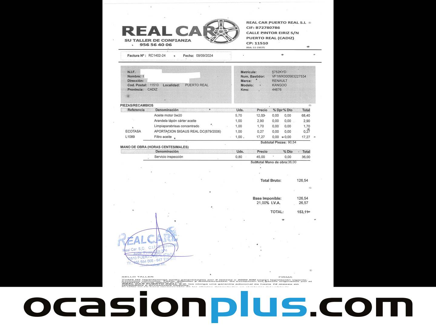 Foto del mantenimiento del Renault Kangoo Combi Renault Kangoo Combi Limited M1 Blue dCi (95 CV)