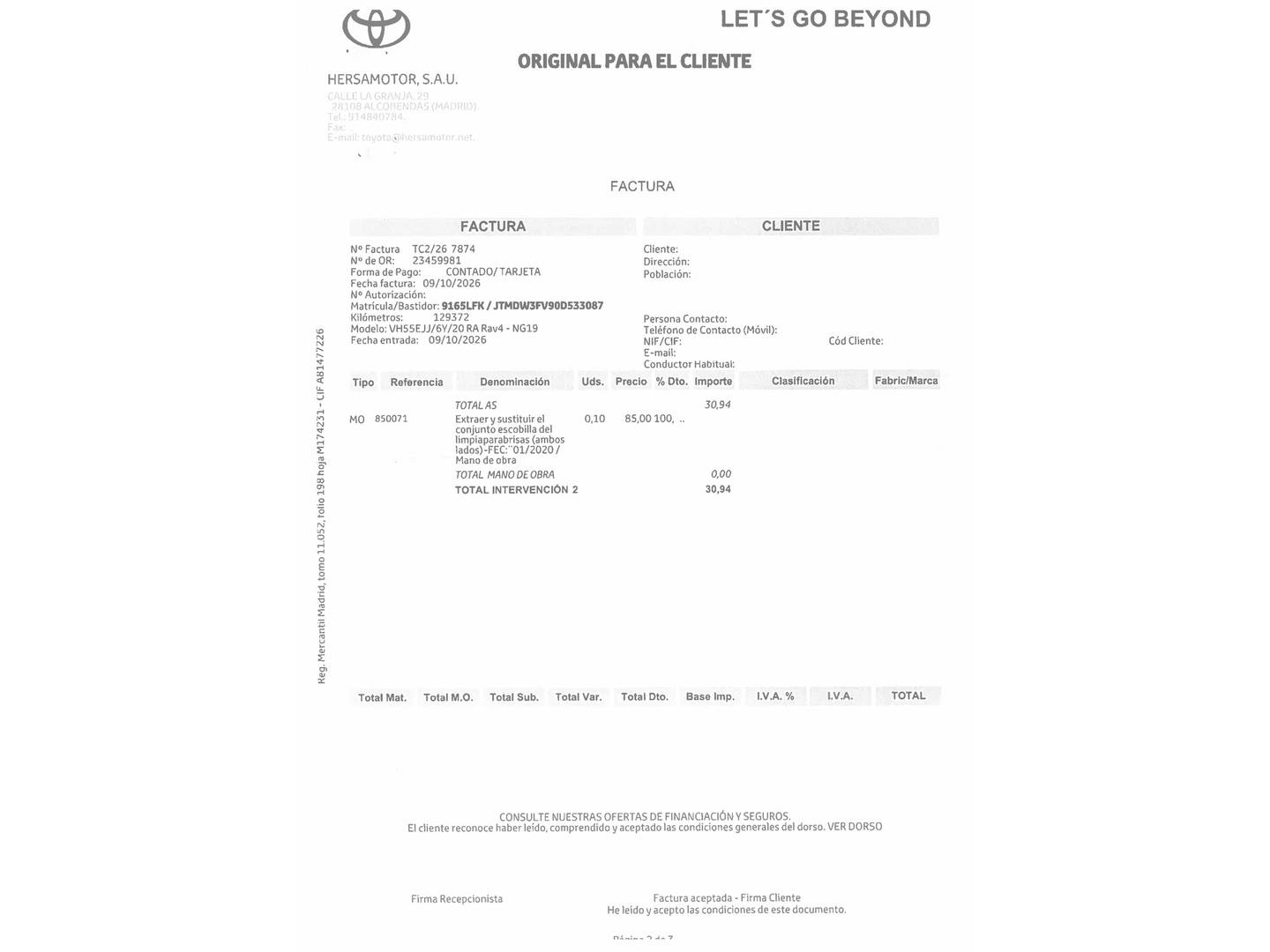 Foto del mantenimiento del Toyota Rav4 Toyota Rav4 2.5l hybrid Luxury 4WD (222 CV)