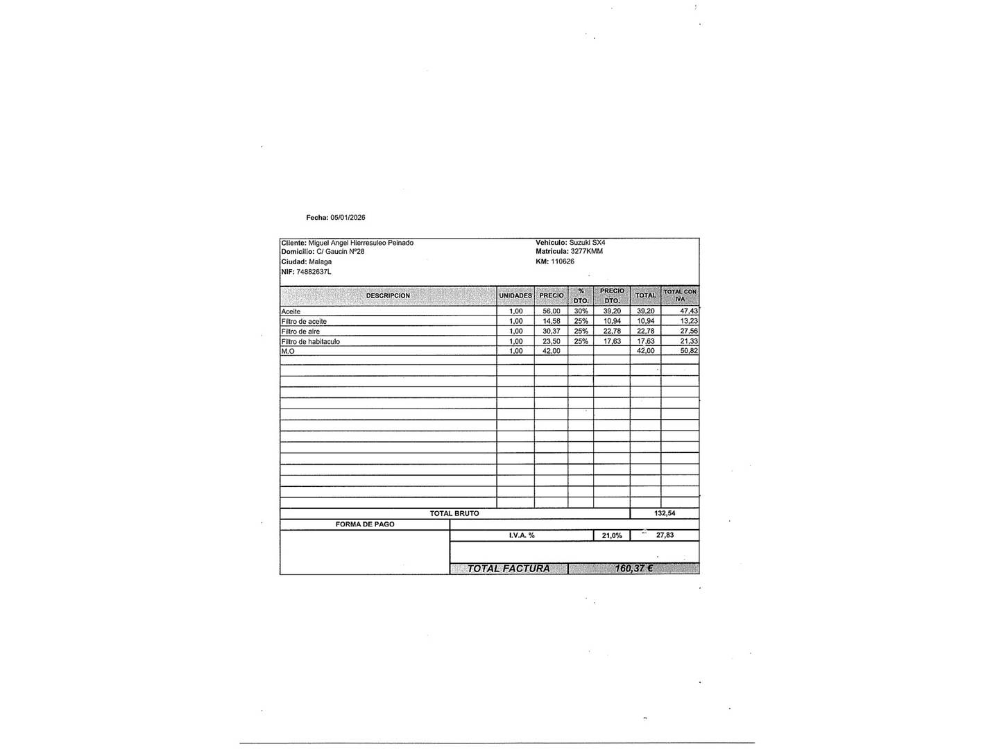 Foto del mantenimiento del Suzuki SX4 S-Cross Suzuki SX4 S-Cross 1.0 DITC GLX (111 CV)