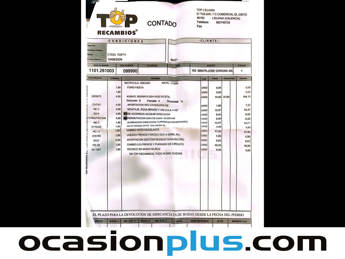 Foto del mantenimiento del Ford Fiesta Ford Fiesta 1.25 Duratec Trend (82 CV)