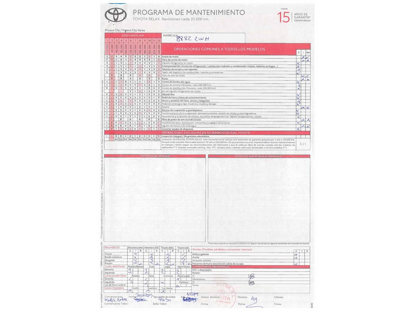 Foto del mantenimiento del Toyota Proace City Verso Toyota Proace City Verso 1.2 Family Active L1 5 Plazas (110 CV)