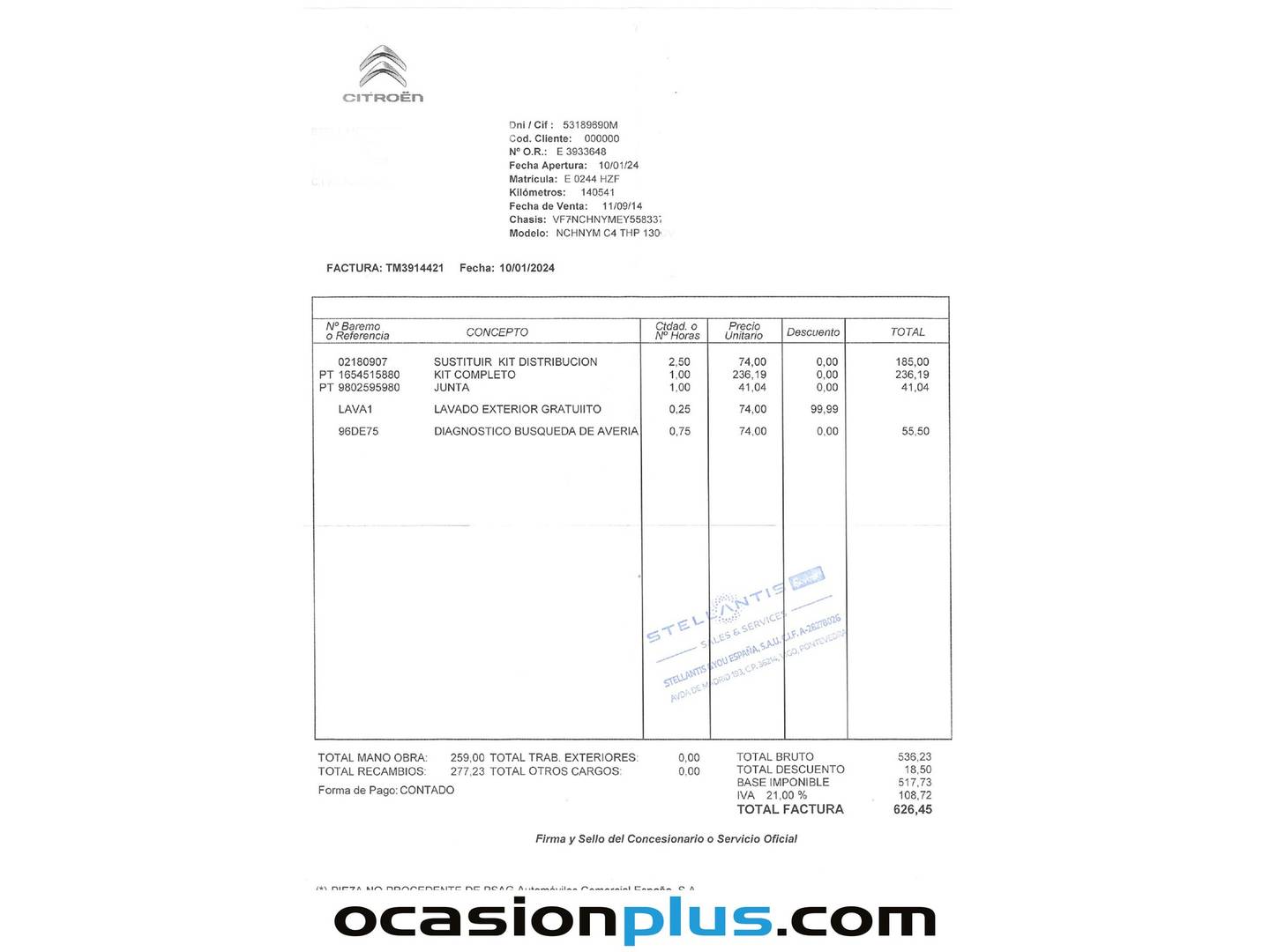 Foto del mantenimiento del Citroën C4 Citroën C4 PureTech 130 S&S Collection (130 CV)