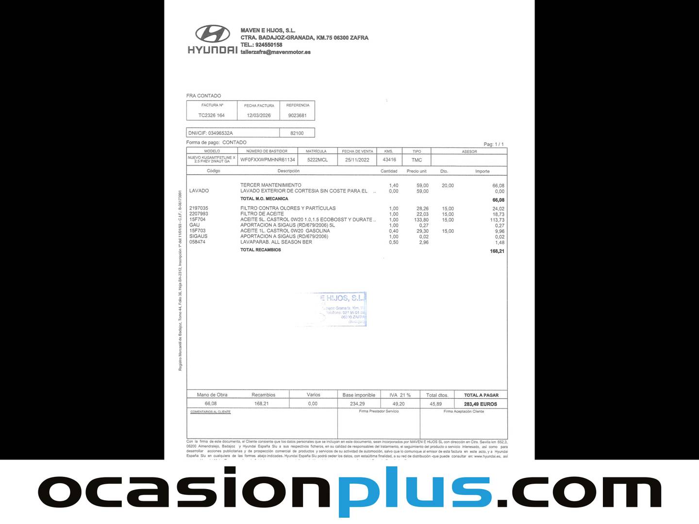 Foto del mantenimiento del Ford Kuga Ford Kuga 2.5 Duratec FHEV ST-Line X 4x2 Auto (190 CV)