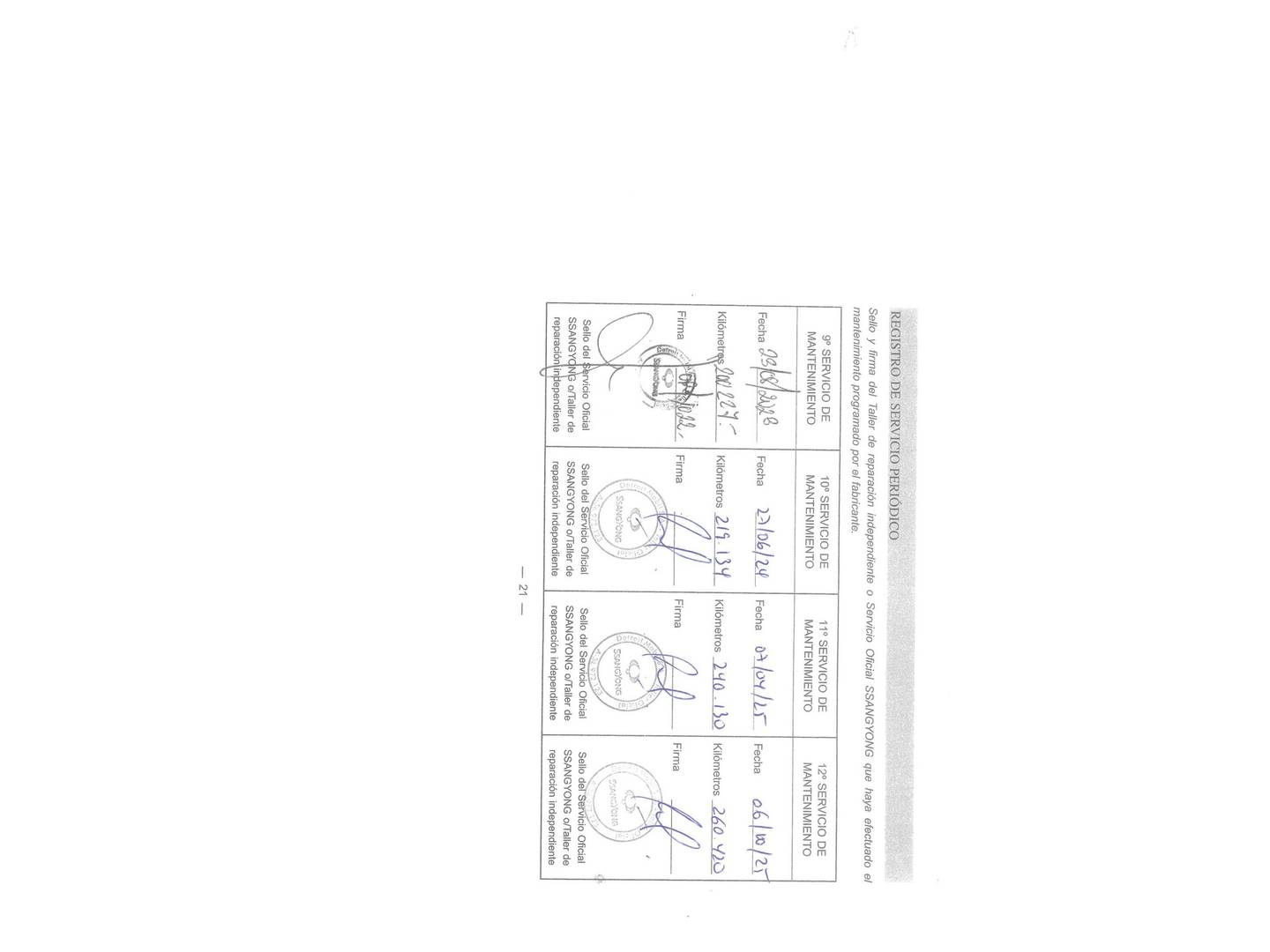 Foto del mantenimiento del SsangYong Rodius Ssangyong Rodius D22T Limited (178 CV) 7 Plazas