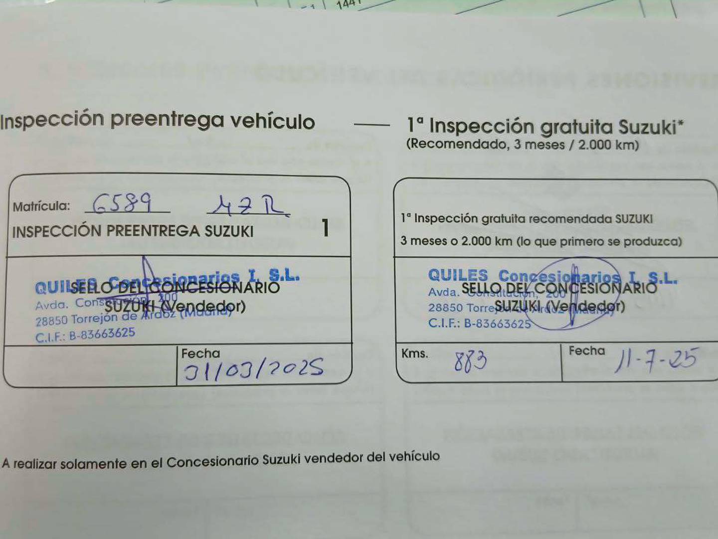 Foto del mantenimiento del Suzuki Swift Suzuki Swift 1.2 Mild Hybrid S2 4WD (83 CV)