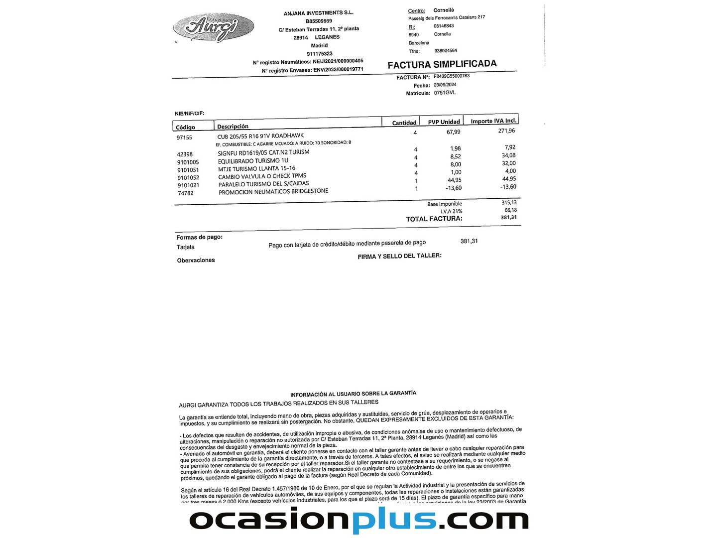 Foto del mantenimiento del Ford Focus Ford Focus 1.6 Trend (100 CV)