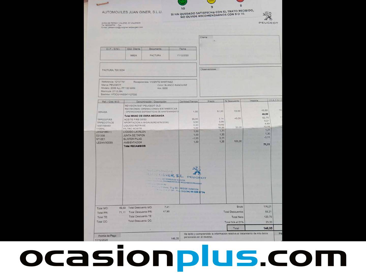 Foto del mantenimiento del Peugeot 2008 Peugeot 2008 PureTech 130 S&S Allure (130 CV)