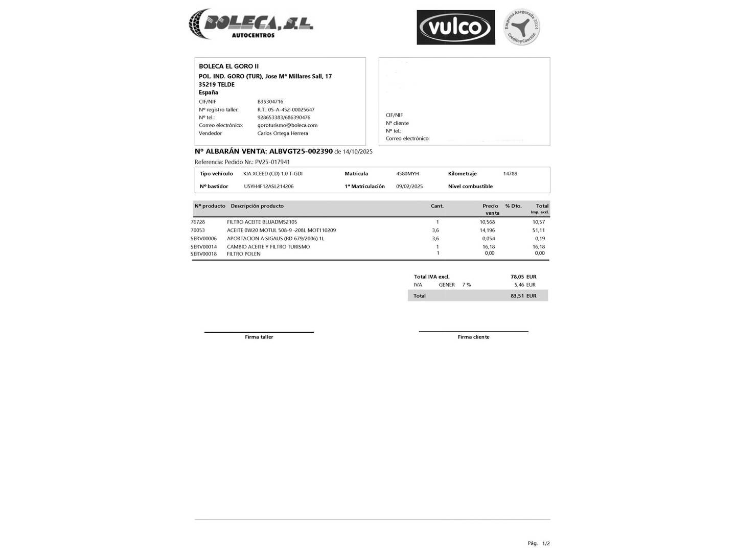 Foto del mantenimiento del KIA XCeed KIA XCeed 1.0 T-GDi Drive (100 CV)