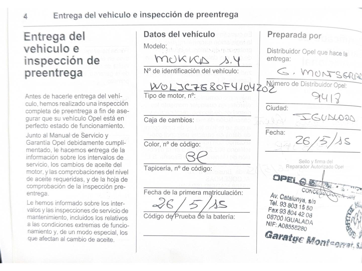 Foto del mantenimiento del Opel Mokka Opel Mokka 1.4 Turbo S&S Selective 4x2 (140 CV)