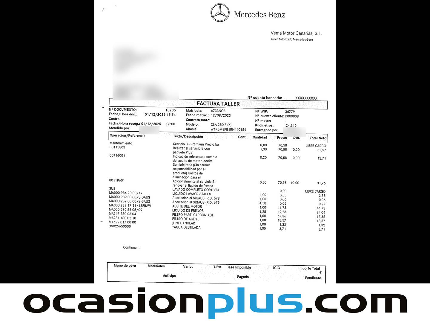 Foto del mantenimiento del Mercedes CLA Mercedes CLA Shooting Brake 250 e (218 CV) Pack AMG