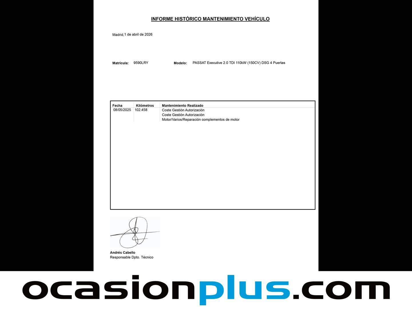 Foto del mantenimiento del Volkswagen Passat Volkswagen Passat 2.0 TDI (150CV) DSG