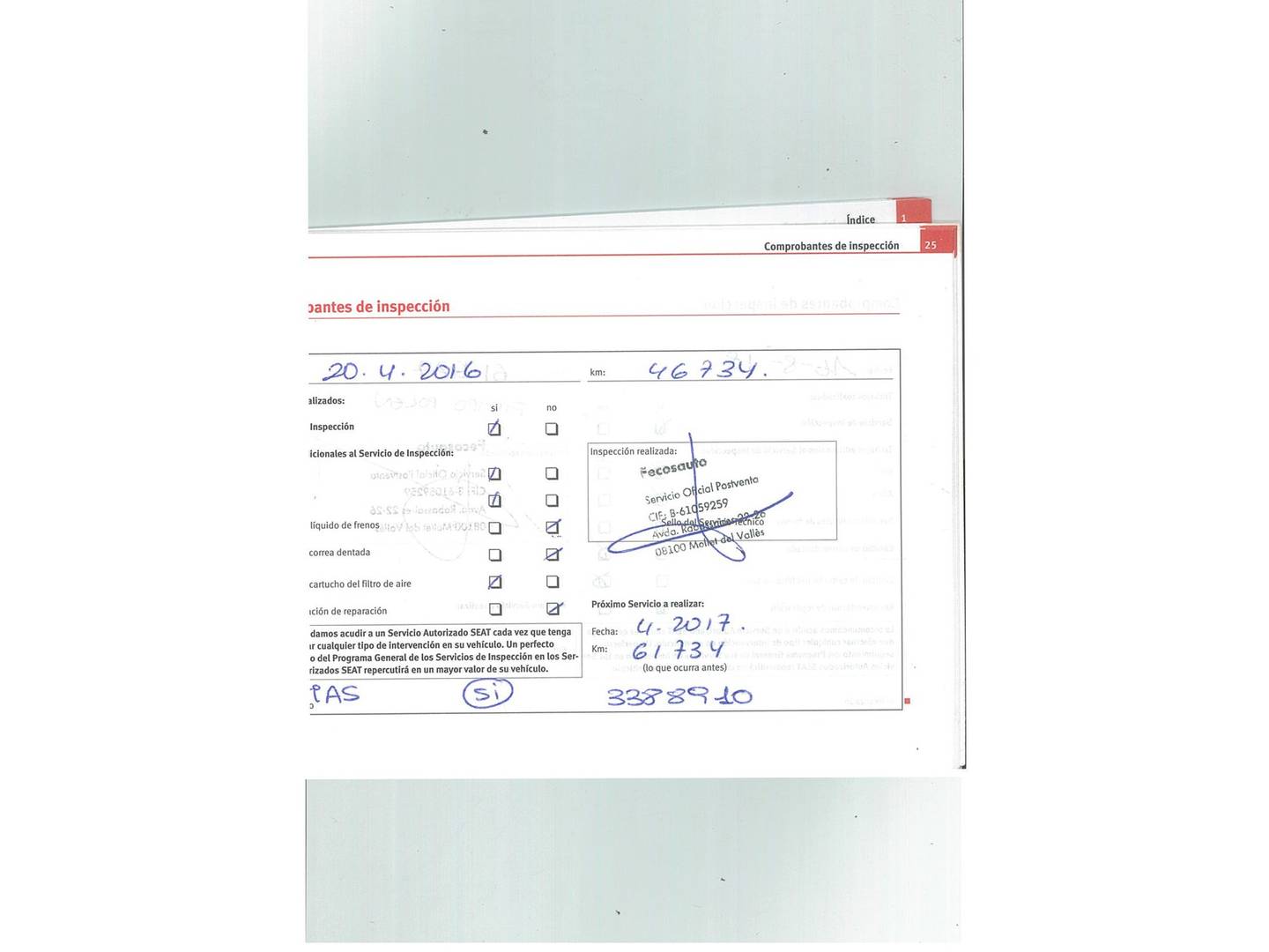 Foto del mantenimiento del Seat Altea Seat Altea 1.4 TSI Style (125 CV)