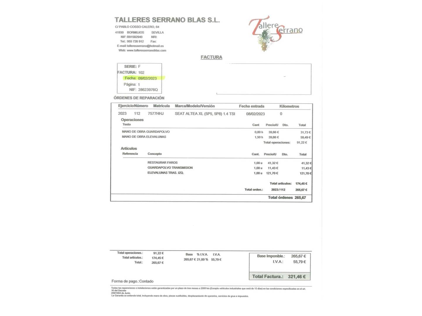 Foto del mantenimiento del Seat Altea XL Seat Altea XL 1.4 TSI Style (125 CV)