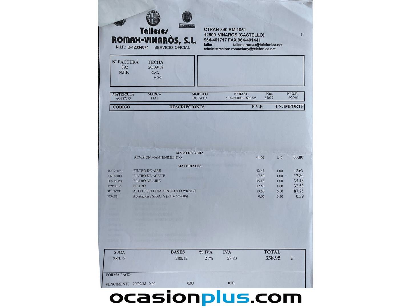 Foto del mantenimiento del Hymer T 674 CL Hymer T 674 CL (131 CV) 4 Plazas