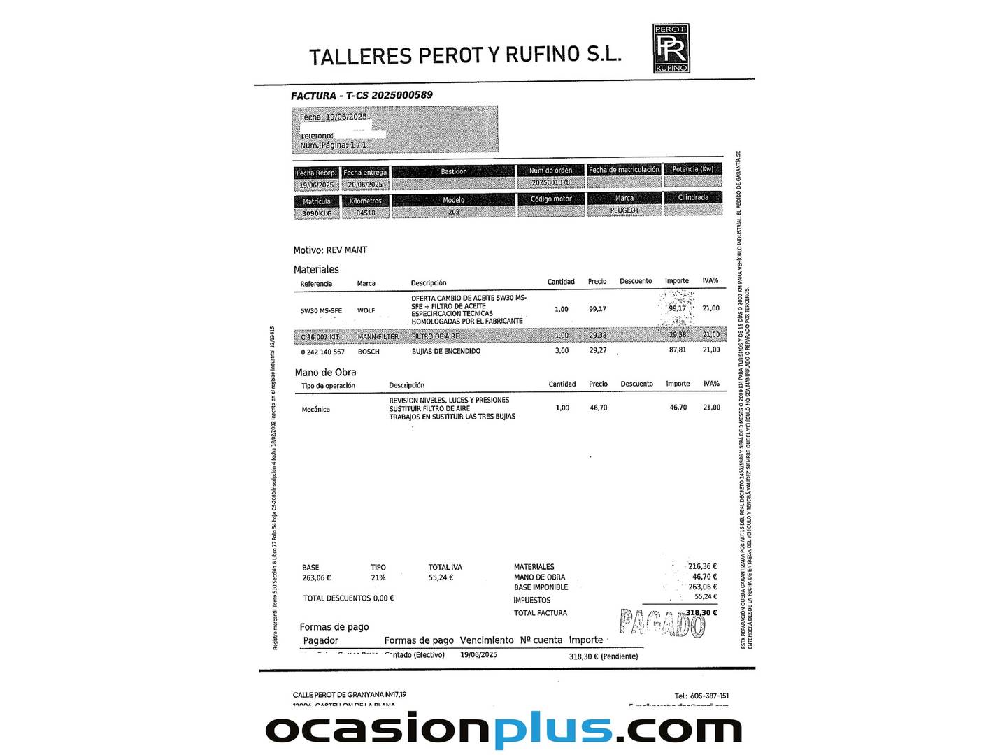 Foto del mantenimiento del Peugeot 208 Peugeot 208 1.2L PureTech Allure (110 CV)