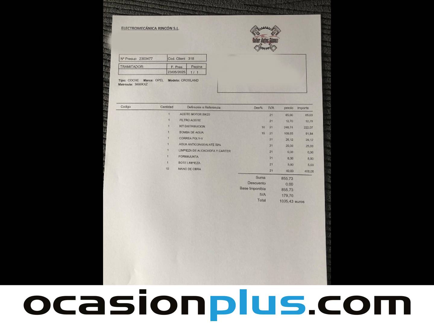 Foto del mantenimiento del Opel Crossland X Opel Crossland X 1.2 S&S Design Line (110 CV)