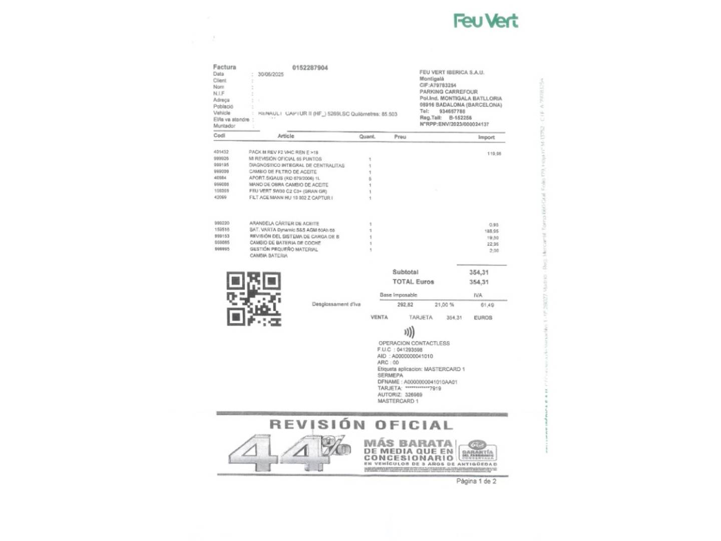 Foto del mantenimiento del Renault Captur Renault Captur Zen TCe (90 CV)
