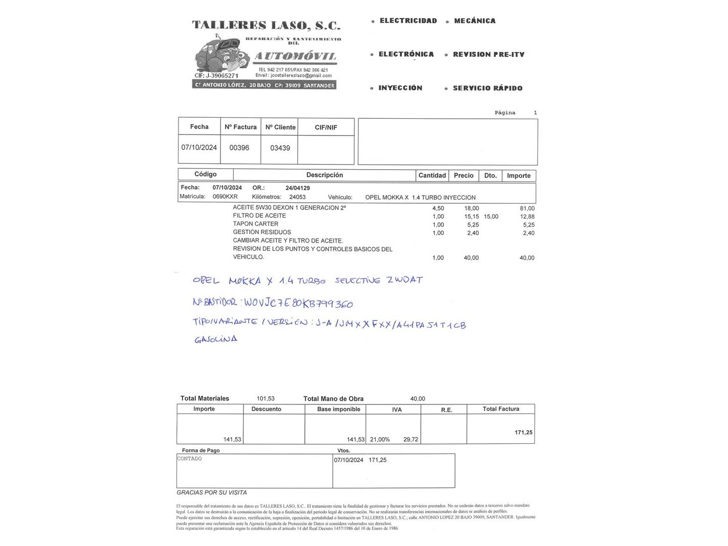 Foto del mantenimiento del Opel Mokka X Opel Mokka X 1.4 Turbo S&S Selective 4X2 (140 CV)