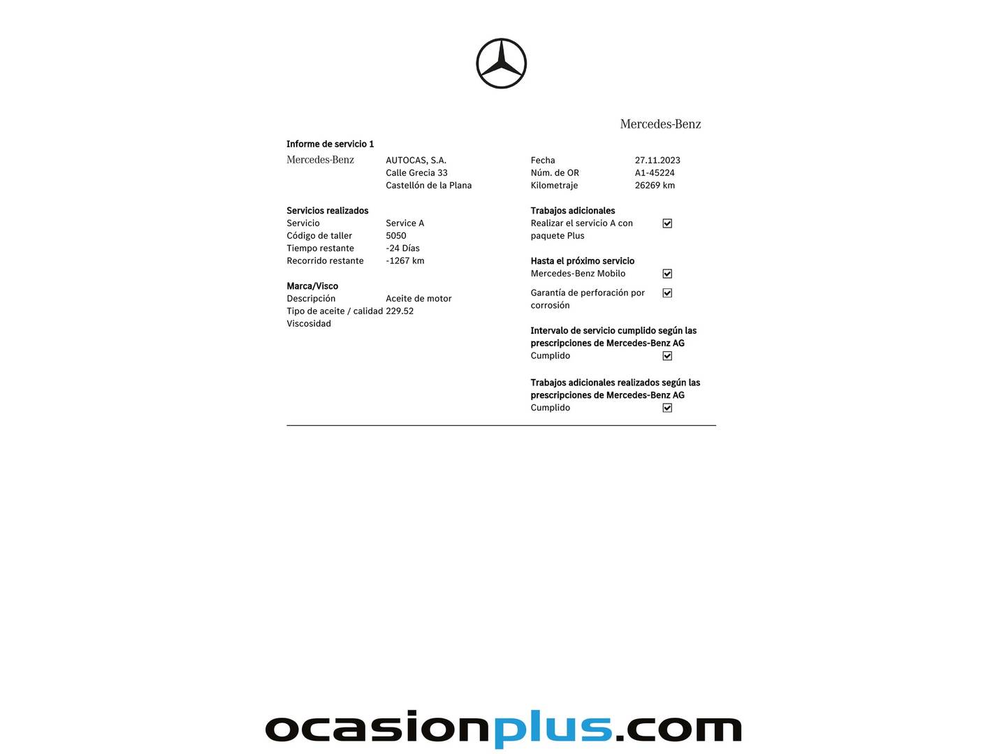 Foto del mantenimiento del Mercedes GLA Mercedes-Benz GLA 200 D (150 CV) Pack AMG