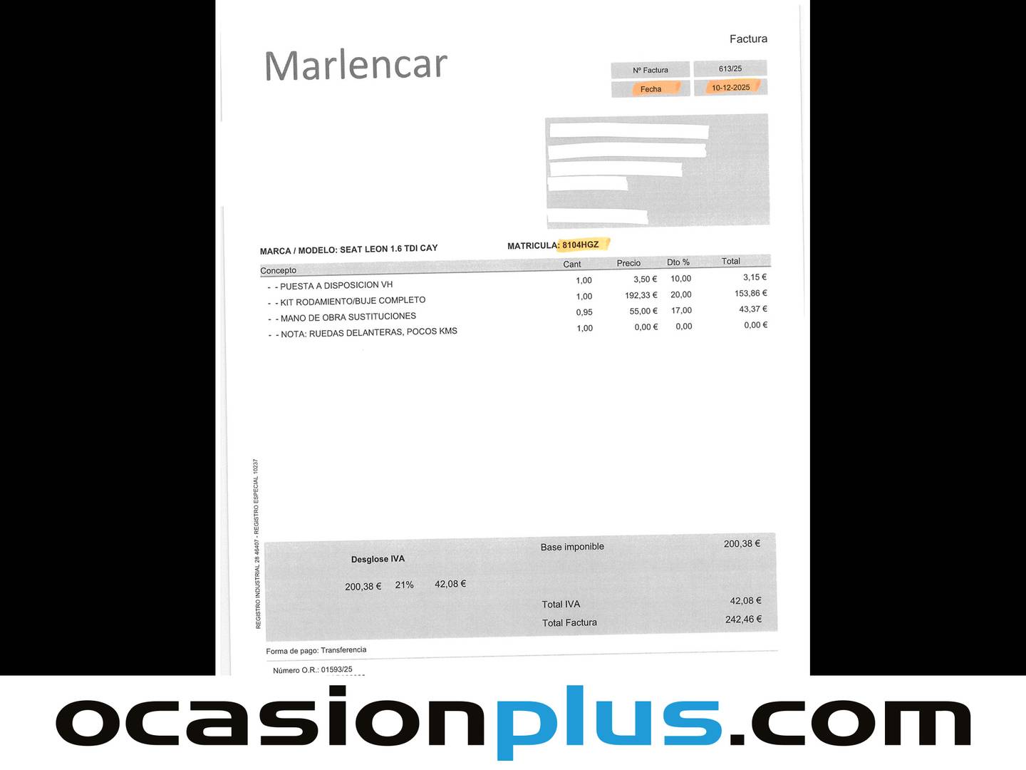 Foto del mantenimiento del Seat León Seat León 1.6 TDI Reference Copa (105 CV)