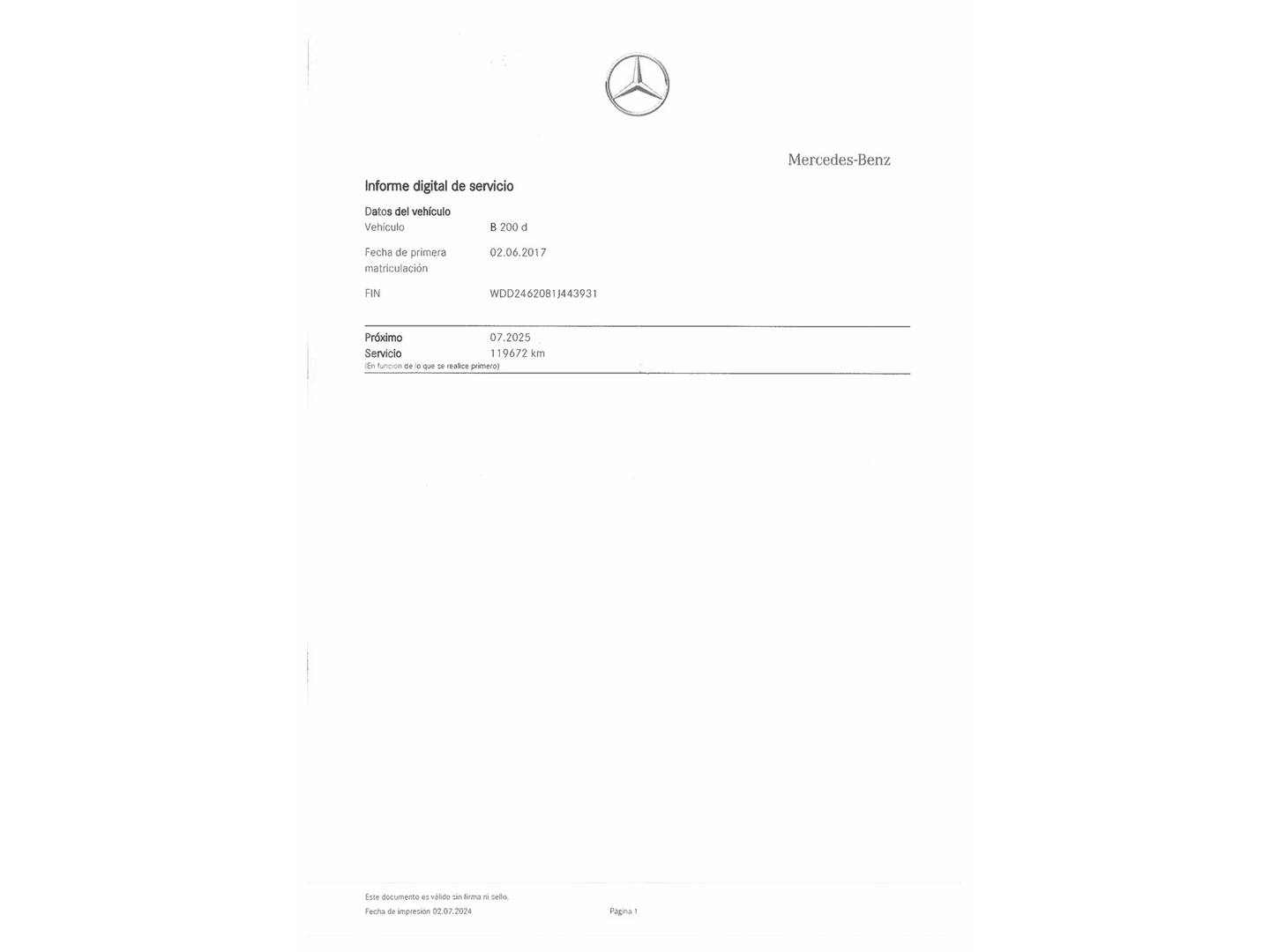 Foto del mantenimiento del Mercedes Clase B Mercedes Clase B 200 d (136 CV)