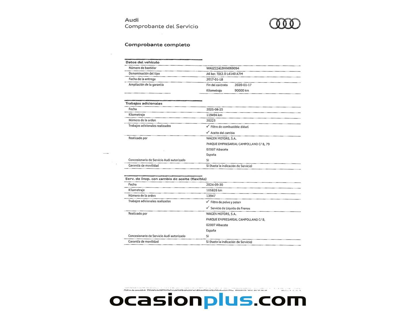 Foto del mantenimiento del Audi A6 Audi A6 Advanced edition 2.0 TDI ultra (190 CV) S tronic Pack S Line