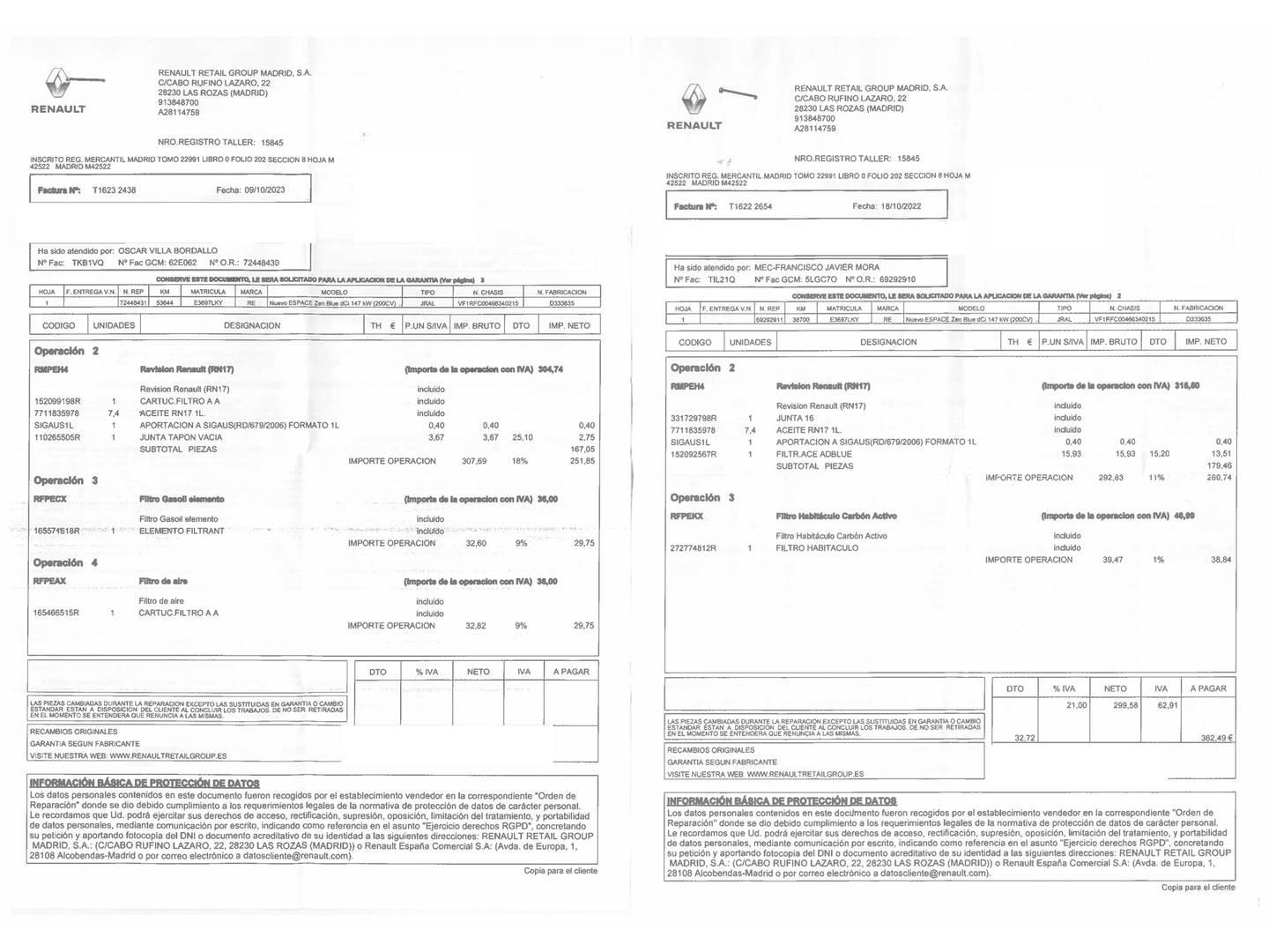 Foto del mantenimiento del Renault Espace Renault Espace Zen Blue dCi (200 CV) EDC