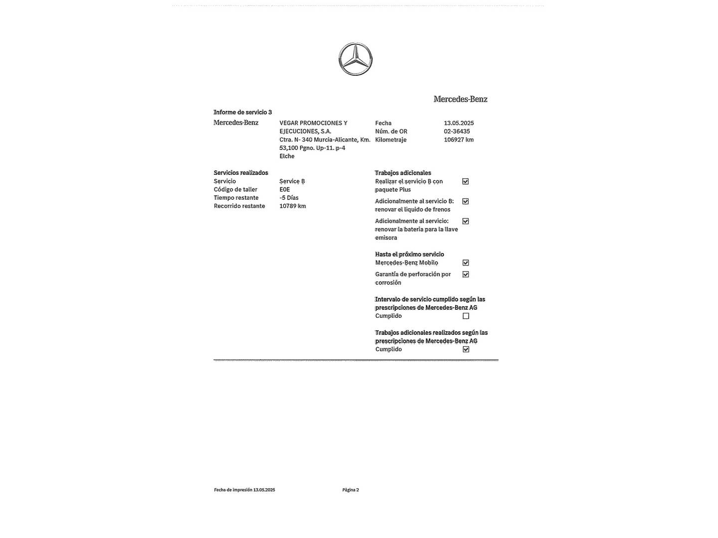 Foto del mantenimiento del Mercedes EQC Mercedes EQC SUV 400 4Matic (408 CV)