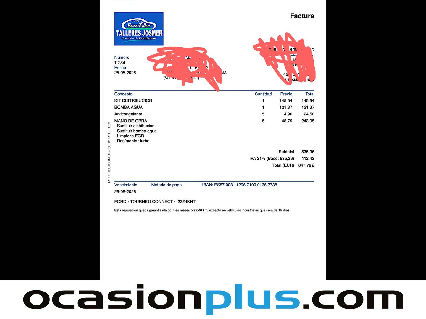 Foto del mantenimiento del Ford Transit Connect Ford Transit Connect Kombi 1.5 TDCI Trend 220 L1 (100 CV)