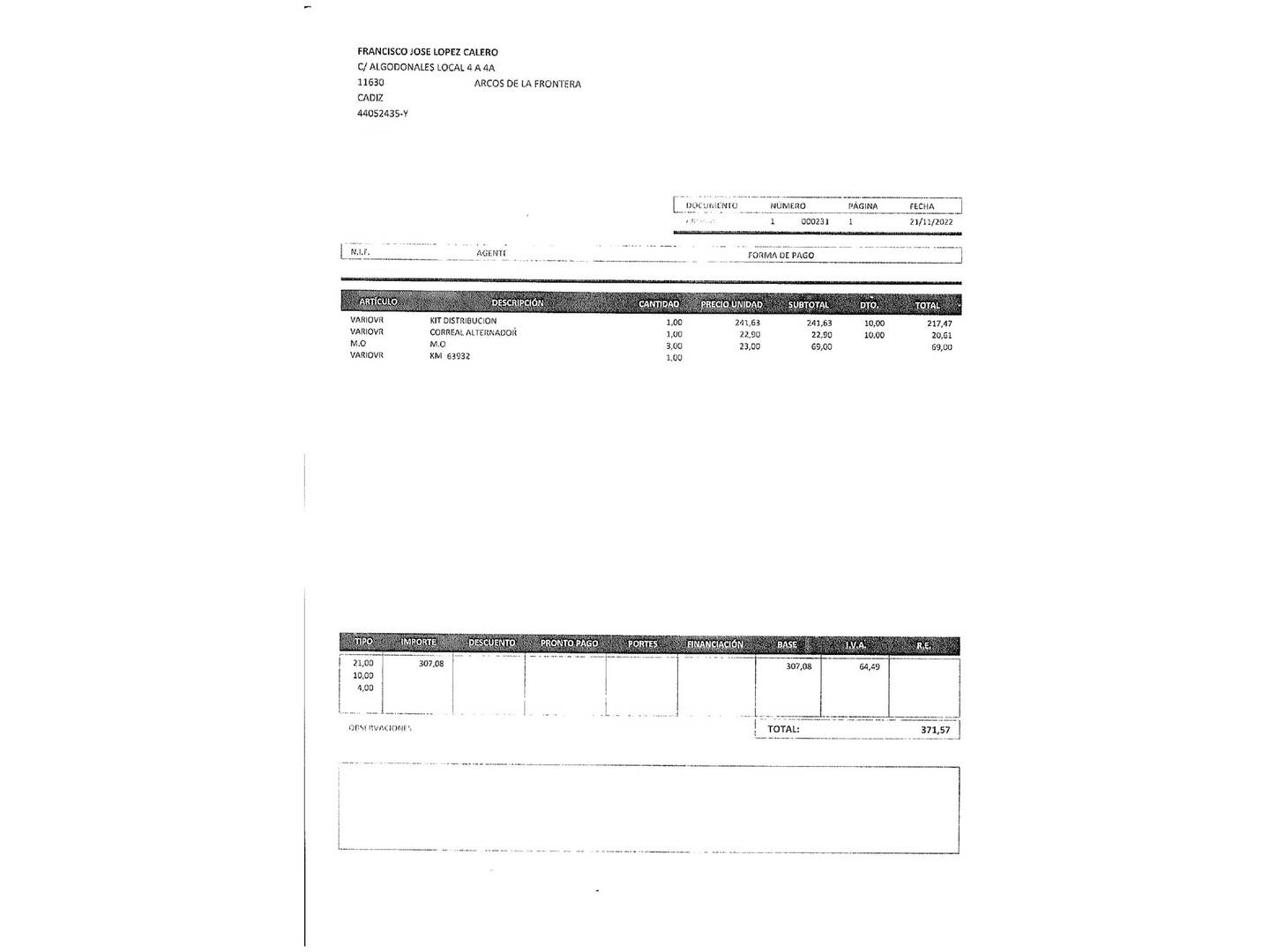 Foto del mantenimiento del Seat Ibiza Seat Ibiza 1.6 TDI Reference (90 CV)