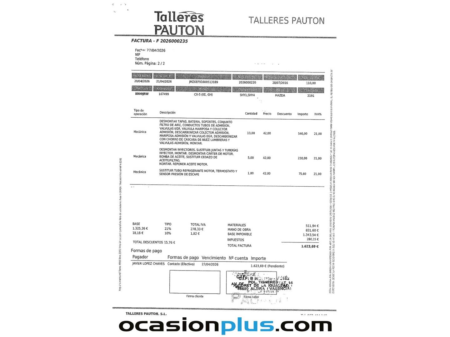 Foto del mantenimiento del Mazda CX-5 Mazda CX-5 2.2 DE Black Tech Edition 2WD (150 CV)