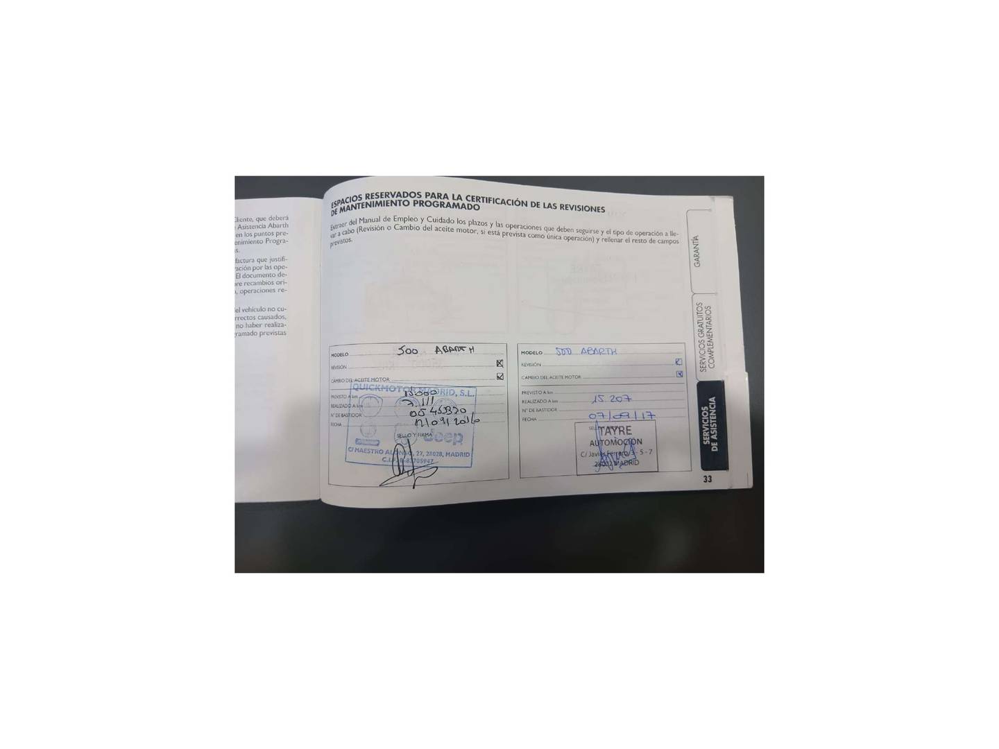 Foto del mantenimiento del Abarth 500 Abarth 500 1.4 16v T-Jet 595 Secuencial (140 CV)