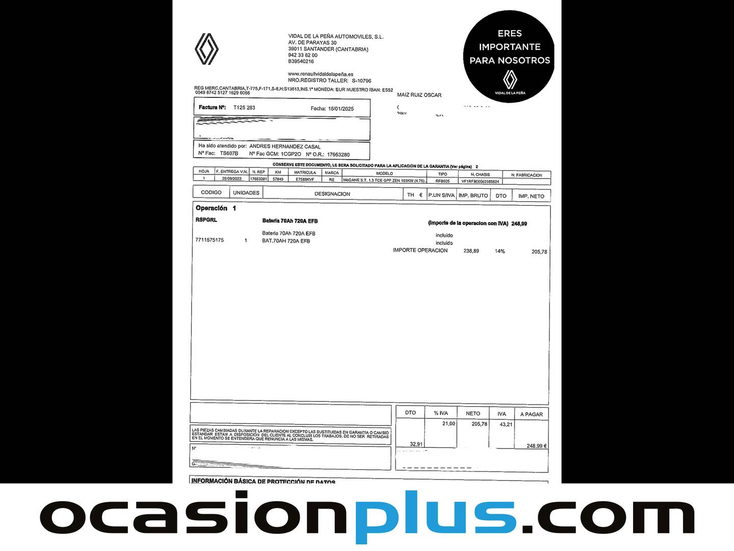 Foto del mantenimiento del Renault Mégane Renault Megane Sport Tourer Zen TCe  (140 CV) GPF EDC