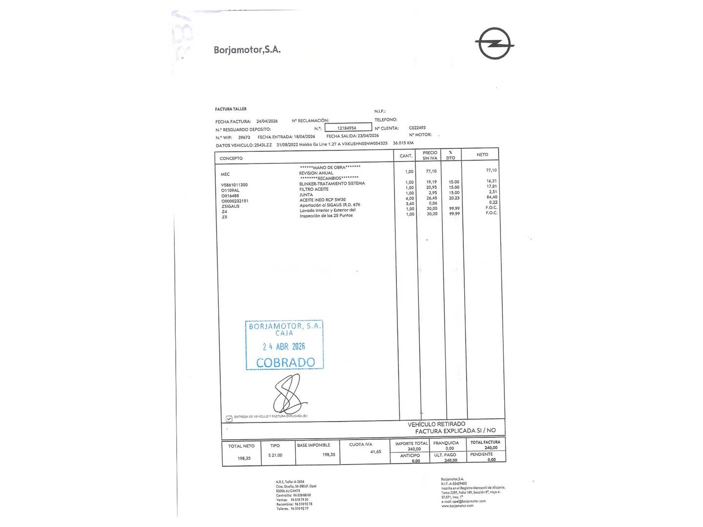 Foto del mantenimiento del Opel Mokka Opel Mokka 1.2 Turbo GS Line Auto  (130 CV)