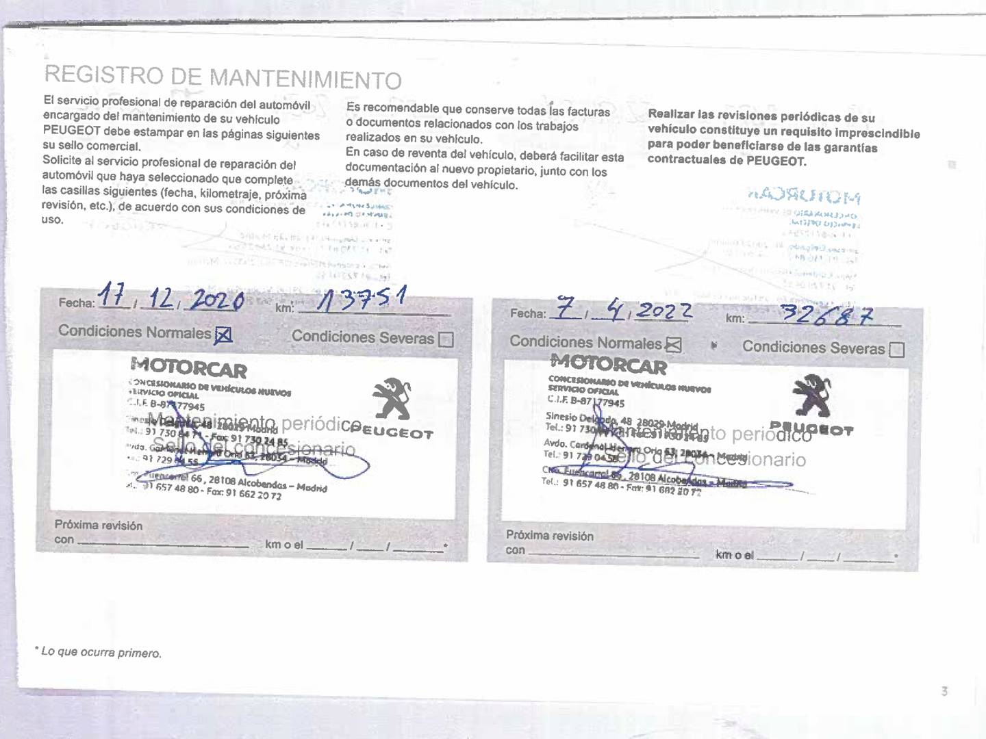 Foto del mantenimiento del Peugeot 3008 Peugeot 3008 PureTech 180 Allure EAT8 (180 CV)