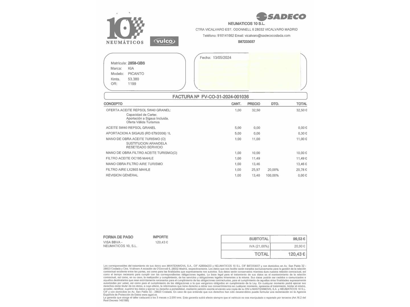 Foto del mantenimiento del KIA Picanto KIA Picanto 1.1 Active (65 CV)